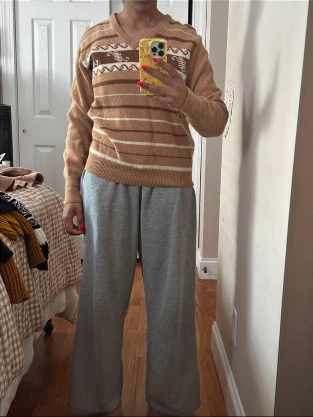 Striped Tan Knit Sweater - Cozy Neutral Layers
